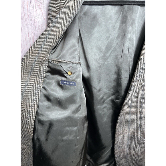 LANDS' END Men's Lambs Wool Herringbone 2 Button Sports Coat Blazer Size 40R - Picture 5 of 12